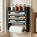 Dispensador de Papel Aluminio con Cortador, Reutilizable, Ahorra Espacio, Ideal para Almacenamiento en Cocina, Adecuado para Bolsas de Plástico, Film Transparente y Papel Aluminio, Montaje en Pared