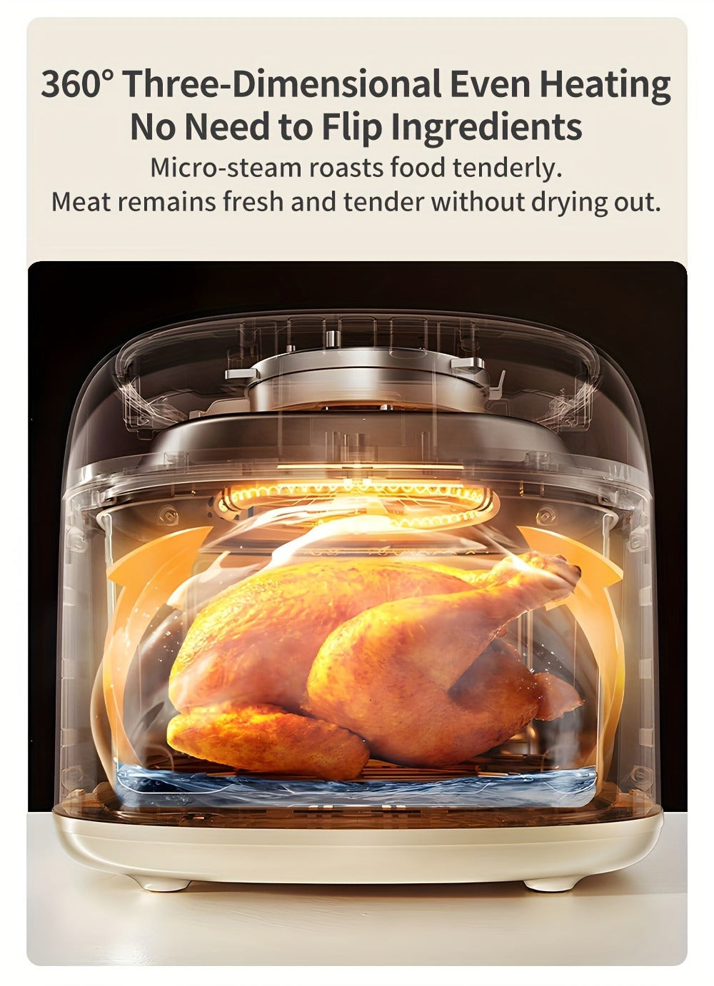 La freidora de aire Simplus tiene una amplia capacidad de 6.5L, adecuada para 5 a 8 personas. Es compacta para un fácil almacenamiento y cuenta con una ventana de cocción visual junto con una pantalla táctil LCD holográfica completa para un uso sencillo.