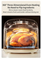 La freidora de aire Simplus tiene una amplia capacidad de 6.5L, adecuada para 5 a 8 personas. Es compacta para un fácil almacenamiento y cuenta con una ventana de cocción visual junto con una pantalla táctil LCD holográfica completa para un uso sencillo.