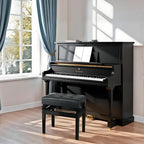 Banco para instrumento de teclado, Banco para piano, Altura ajustable 48-58 cm, Banco para piano con espacio de almacenamiento, Cojín de cuero sintético, Capacidad de carga hasta 150 kg, Banco multifuncional, Se puede utilizar como taburete de vestir, tab
