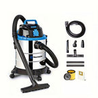 Aspiradora industrial para uso en seco y húmedo 1250W 18L, función de soplado, sin bolsa, acero inoxidable, para sótano, garaje, cocina, patio