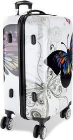 Monzana® Completo Set de 3 Maletas de Viaje Butterfly 42L 66L 98L Valijas Equipaje Mango Telescópico 4 Ruedas 360°