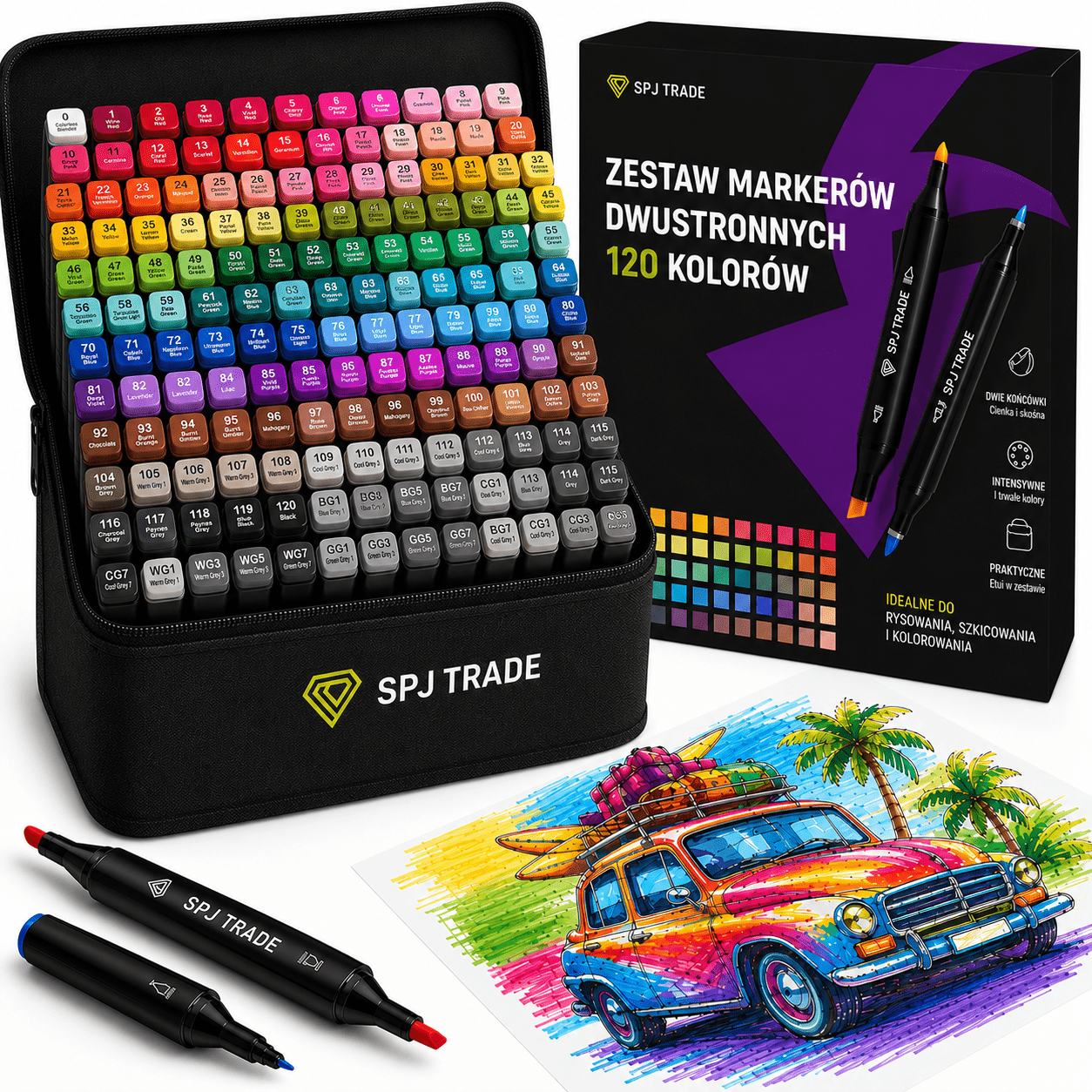 Set de 120 Marcadores de Doble Punta, 120 Colores, Marcadores Profesionales para Dibujo, Bocetos y Caligrafía, Marcadores Artísticos con Puntas Finas y Gruesas, Secado Rápido, Colores Intensos, Ideal para Artistas, Estudiantes y Aficionados, Marcadores pa
