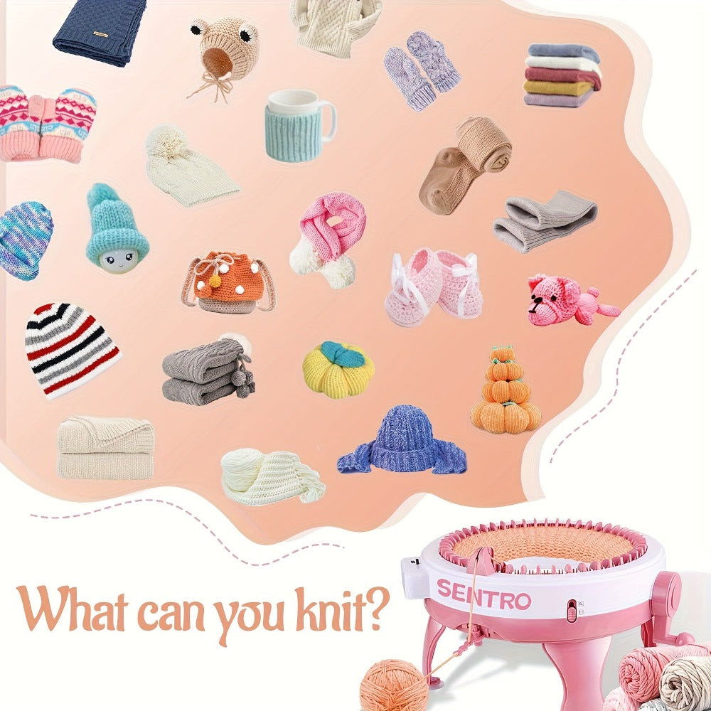 Máquina de Tejer de 48 Agujas con Contador de Filas | Eje de Tejido Circular Inteligente | Perfecta para Bufandas, Gorros, Calcetines | Kit de Manualidades para Adultos y Principiantes | Regalos Ideales de Navidad, Halloween, Adiciones de Invierno