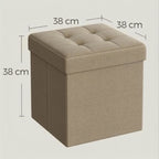 Puff o Banco de almacenaje Plegable | Taburete Reposapiés Otomana | Baúl de Almacenamiento | Taburete Reposapiés.para Cama, Dormitorio, salón, Comedor o Recibidor | 38x38x38cm | Soporta 300kg.