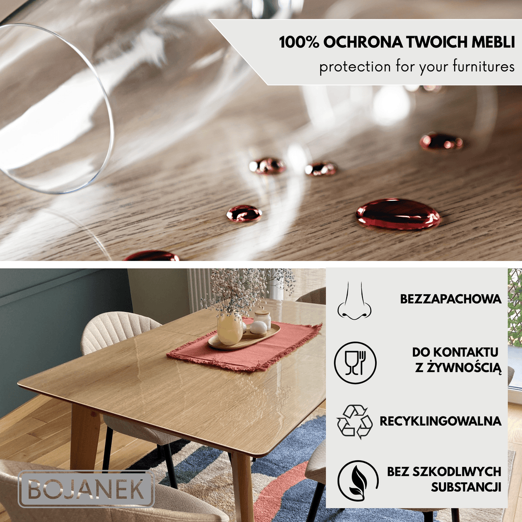 Mantel Protector con PVC 2Mm - Ancho 40Cm - Mantel Suave Transparente Resistente a Arañazos Y Agua, Protector de Mesa Fácil de Limpiar, Lámina de Mesa Duradera para Cocina, Comedor, Restaurante, Oficina Y Hogar - 40X40Cm, 40X50Cm, 40X60Cm, 40X70Cm, 40X80C