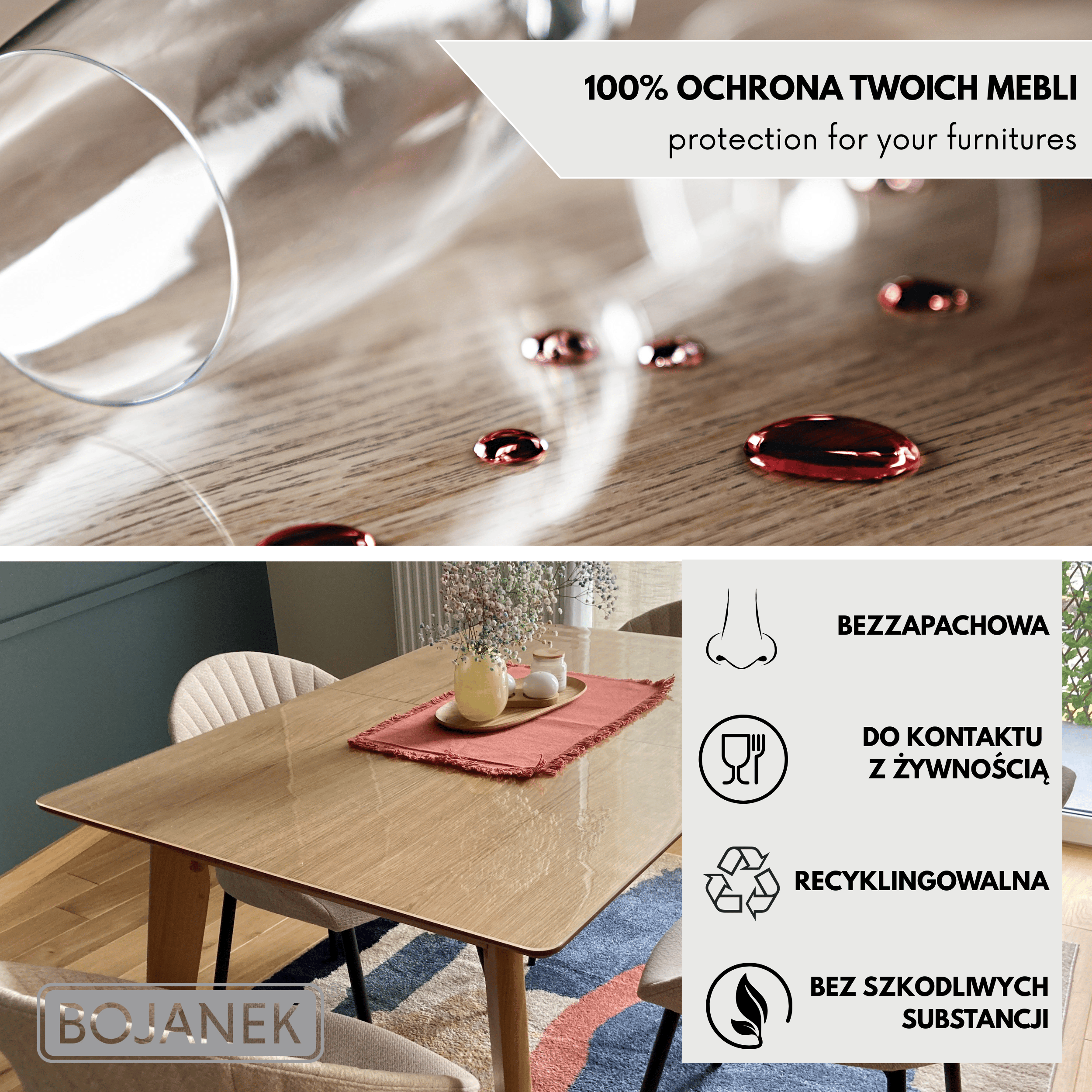 Mantel Protector con PVC 2Mm - Ancho 40Cm - Mantel Suave Transparente Resistente a Arañazos Y Agua, Protector de Mesa Fácil de Limpiar, Lámina de Mesa Duradera para Cocina, Comedor, Restaurante, Oficina Y Hogar - 40X40Cm, 40X50Cm, 40X60Cm, 40X70Cm, 40X80C
