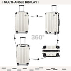Juego de 3 maletas beige con diseño de panda, equipaje rígido de ABS para camping con ruedas giratorias y cerradura de combinación, regalo para la vuelta al cole, Black Friday, Día de Acción de Gracias y Navidad