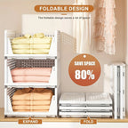 4 Cestas de Almacenamiento de Ropa Plegables, Organizadores de Cajones de Plástico para Cocina, Baño y Armarios de Oficina - La Opción Perfecta para el Día del Trabajo. Cesto de Lavandería, un Organizador de Armario Multifuncional, una Solución que Ahorra