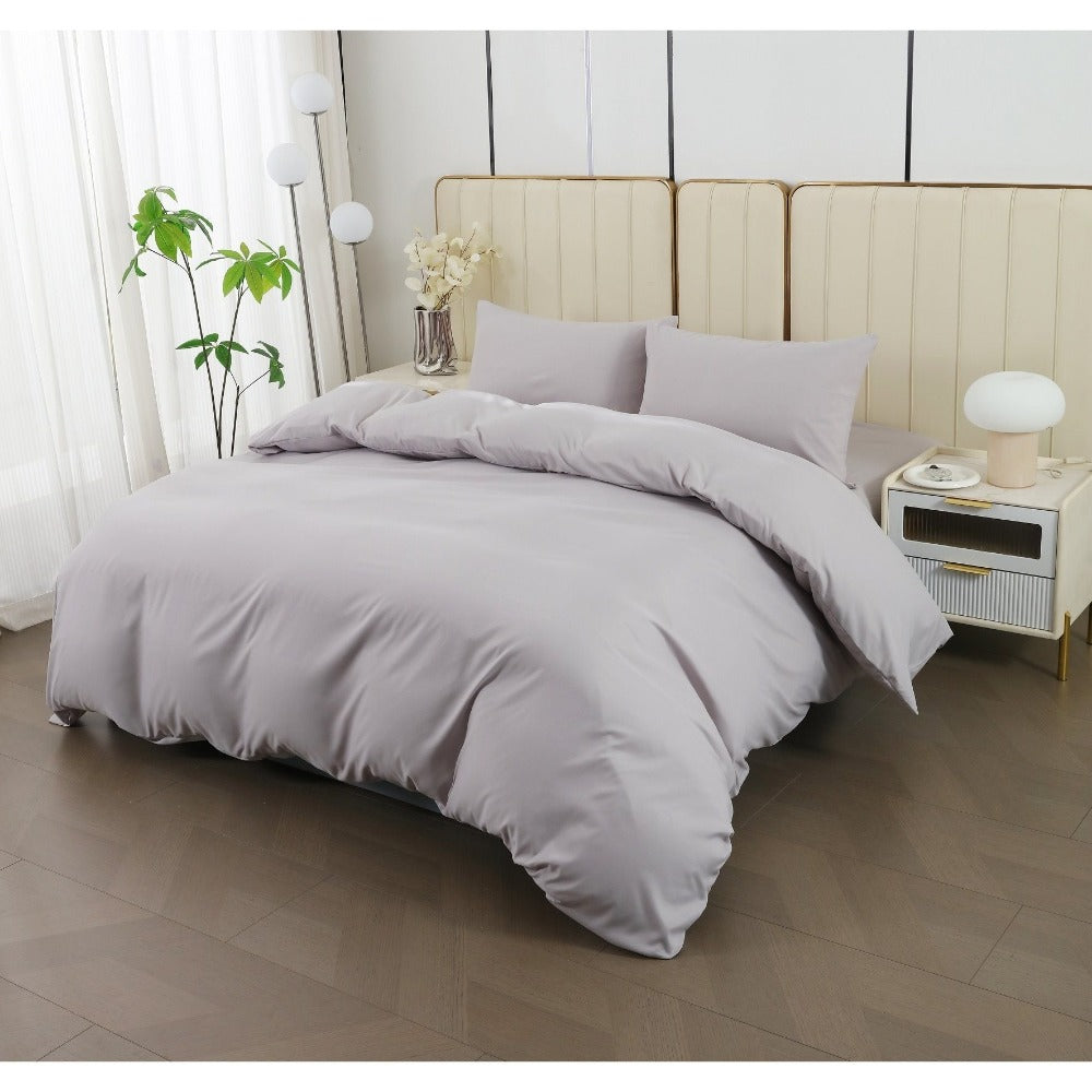 Juego de cama 4 piezas con funda elástica, (Funda de Edredón + Funda Protectora de Colchón + 1/2 Fundas de Almohada), Juego de Funda de Edredón 3-4 Piezas Estilo Nórdico de Color Sólido/Estampado, Ajustable para Camas de 90/105/135/150/180 cm, Regalo Navi
