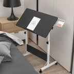 Mesa Rodante de 80X40Cm para Sofá Cama, Mesa Auxiliar Móvil Ajustable en Altura de 64-89Cm, Escritorio Plegable de 4 Ruedas con Bloqueo, Mesa Auxiliar para Sofá, Dormitorio