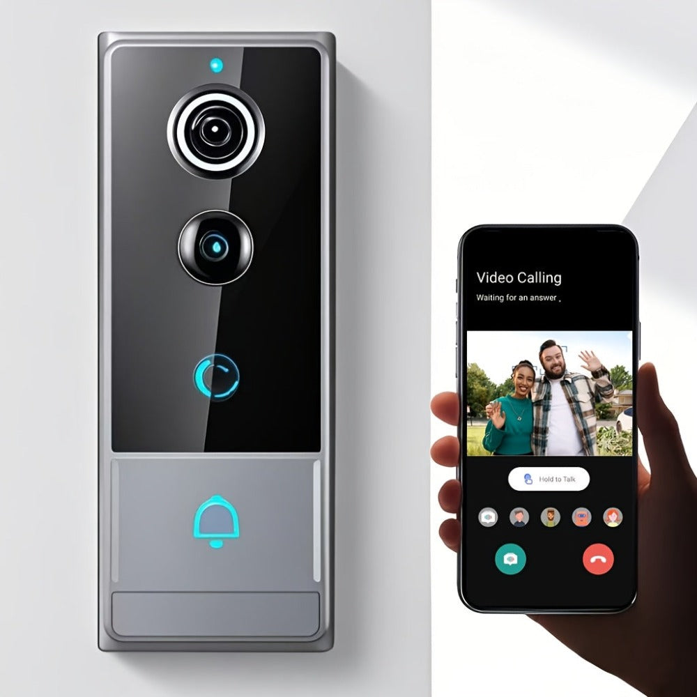Timbre sin varillas, timbre de video inteligente, cámara de timbre inalámbrica con detección de personas PIR, timbre de seguridad WiFi con cámara, audio bidireccional, cambio de voz, foto y grabación, visión nocturna, timbre de video con 60 tonos, 5 nivel