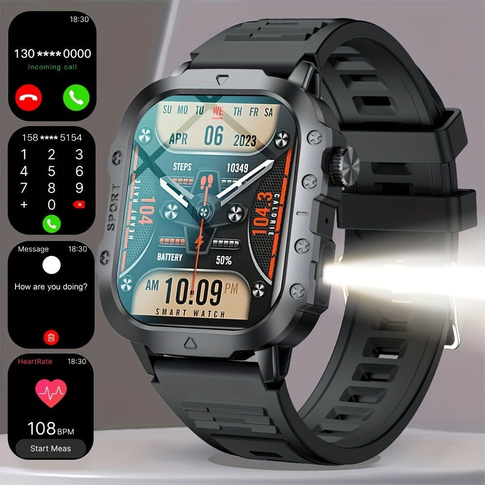 GWENLAND 2025 Smartwatch Estilo Deportivo - Pantalla de 2.2.54cm, Llamada Inalámbrica, Modos Multi-Deporte, Notificación de Mensajes, Foto Remota, Control de Música, Cuerpo de Aleación, Recargable por USB, Regalo Ideal para Entusiastas de la Aventura al A