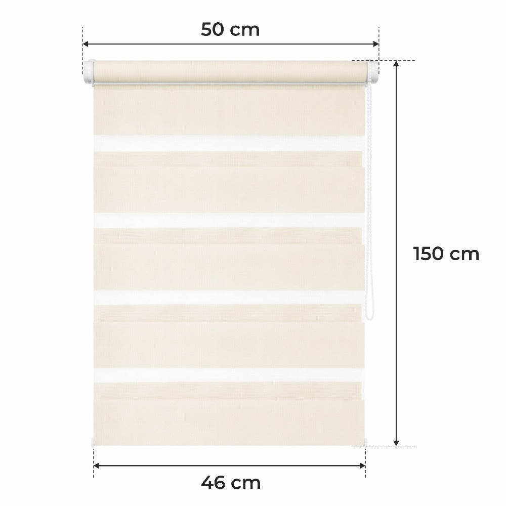 Cortina Opaca Día y Noche - BEIGE - 32 Tamaños - BOJANEK DÍA & NOCHE - No Invade la Ventana, Instalación Sin Taladrar, Regulación por Cadena, Soportes Ajustables para Diferentes Grosores de Ventana, Diseño Moderno, Protección Contra la Luz y la Privacidad