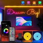 Luces de cuerda neón, luces de cuerda LED flexibles con control de App/Control remoto, luces de cuerda multimodo, luces neón LED RGB, tira de luz neón LED para juegos con sincronización de música para decoración de dormitorio