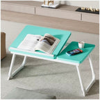 Mesa plegable para cama y sofá con altura ajustable de 5 niveles, bandeja con superficie ajustable y portavasos, mesa pequeña multifunción para ordenador, libros, trabajo y estudio en casa (56x32x25cm)