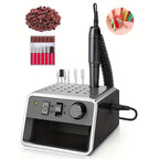 Limpiador de Uñas 2 en 1, Lima Eléctrica de 20.000 RPM con Soporte y Bandas Reemplazables - Alimentación USB para Cuidado de Manos y Pies, Ideal para Hogar y Salón