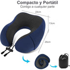 Una Almohada Cervical Ergonómica en Forma de U con Bolsa de Almacenamiento, Espuma de Memoria con Tecnología de Rebote Lento, Funda Lavable a Máquina, Ligera y Portátil para Avión, Oficina y Hogar, Apoya Cuello y Cabeza, Ideal para Siestas, Lectura y Ver