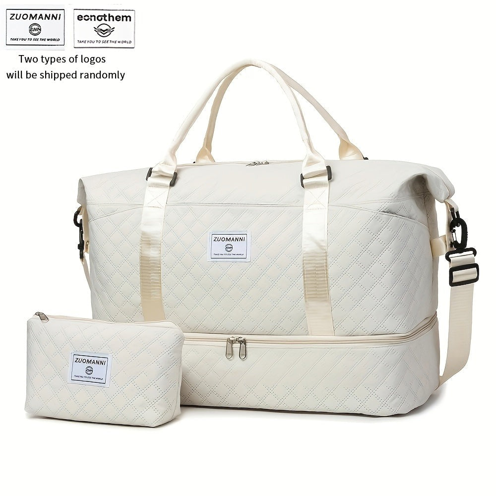 Juego de Bolsos para Mujer: Combinación de Bolso de Viaje y de Gimnasio de Gran Capacidad, Bolso con Estampado de Letras, Regalo de San Valentín, Bolso de Equipaje Multifuncional, Bolso de Mano Cosido para Viajes de Corta y Larga Distancia, Compartimento