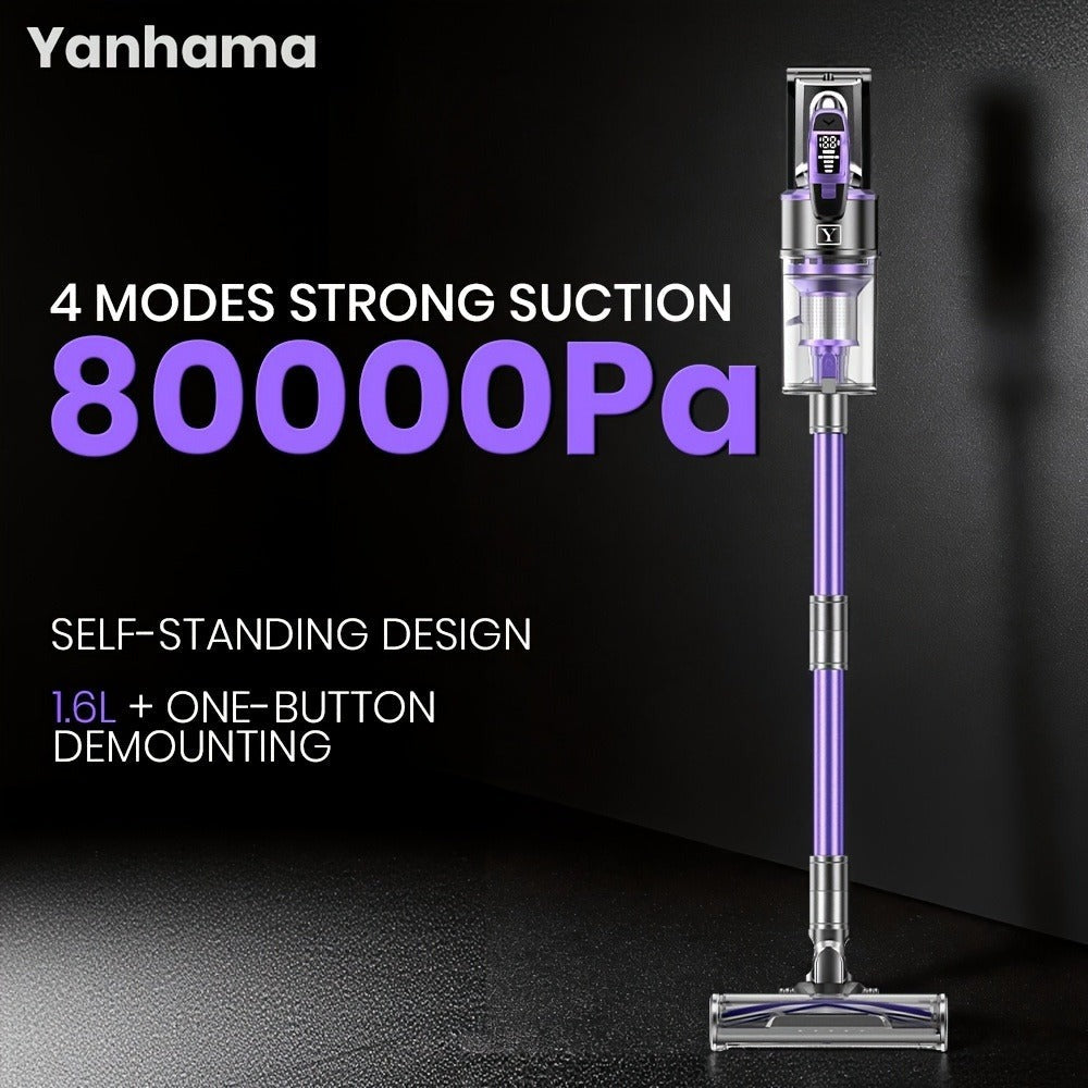 Yanhama Aspiradora Inalámbrica Recargable de 780W y 80Kpa, Nueva Versión, Ideal para Limpieza Profunda de Hogares, Automóviles y Oficinas, con Aspiración Potente, 8 en 1 Vertical con Faros LED, Perfecta para la Limpieza de Primavera