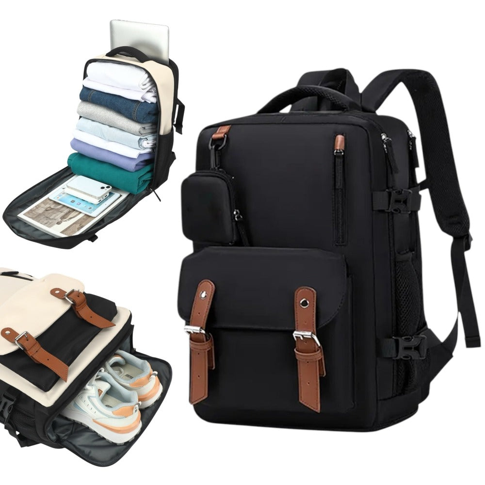 Mochila de Viaje para Cabina de Avion 43x30x18 para Vuelo Barato, Equipaje de Mano y Espaciosa con Compartimento para Zapatos y Mochila Antirrobo Multifuncional para Viajes (266)