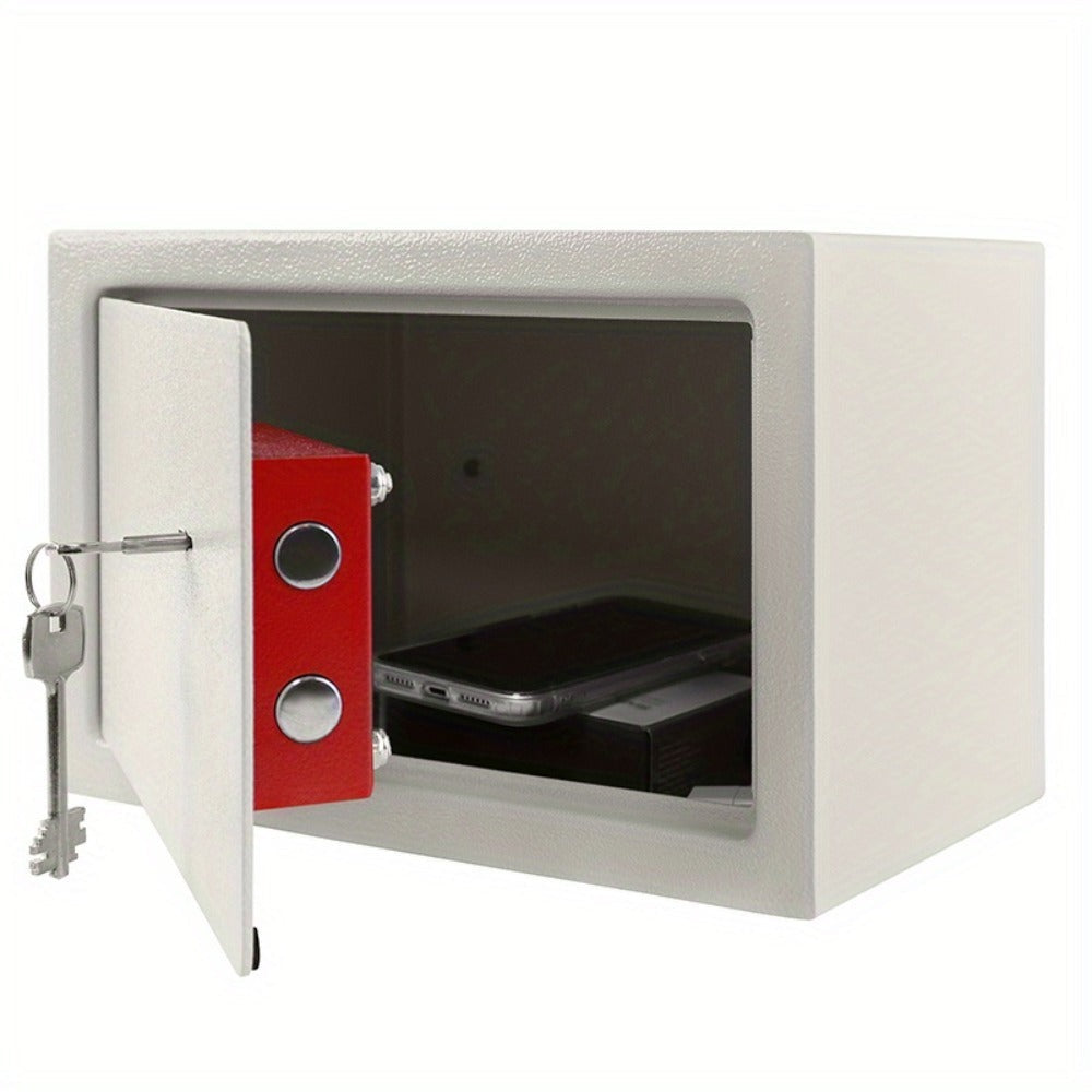 Caja Fuerte para Muebles con Doble Candado de Pestaña, Puerta Colgante de Acero, 2 Llaves, para Caravanas, Armarios y Gabinetes de Oficina, Color Plateado, Tamaño S 31 x 20 x 20 cm / XL 35 x 31 x 50 cm