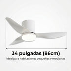 Ventilador de Techo con Luz LED 86 cm Silencioso, Motor DC de Bajo Consumo, 6 Velocidades, Luz Regulable 3000K-6500K, Mando a Distancia, Temporizador y Función Memoria, Ideal para Dormitorio y Salón
