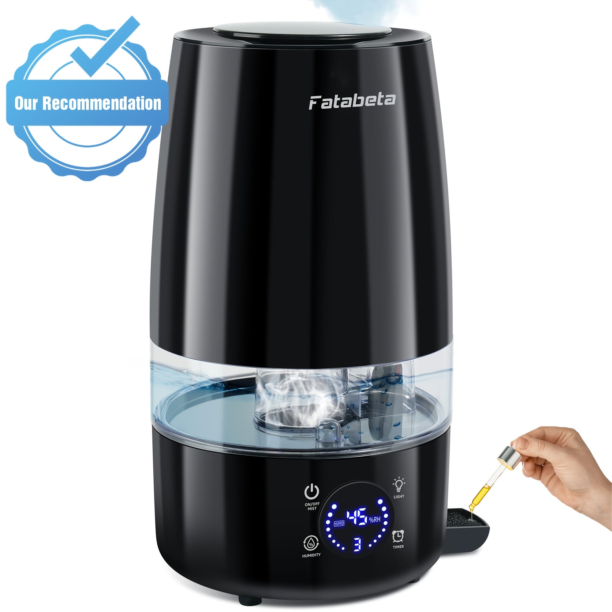 Pantalla para humidificador y difusor de aromas supergrande de 4.5L, funcionamiento silencioso, apagado automático y temporizador, adecuada para dormitorio, sala de estar, oficina, depósito extraíble, filtro de cerámica, carcasa de ABS, para humidificador