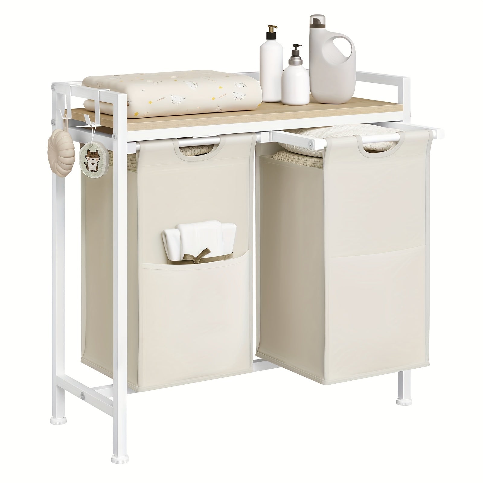 Cesto de lavandería con compartimentos, recolector de ropa sucia con estructura de metal, cesto para ropa sucia, bolsa de lavandería de tela Oxford desmontable, clasificador de ropa, contenedor de lavandería, para baño, dormitorio, cestos de lavandería