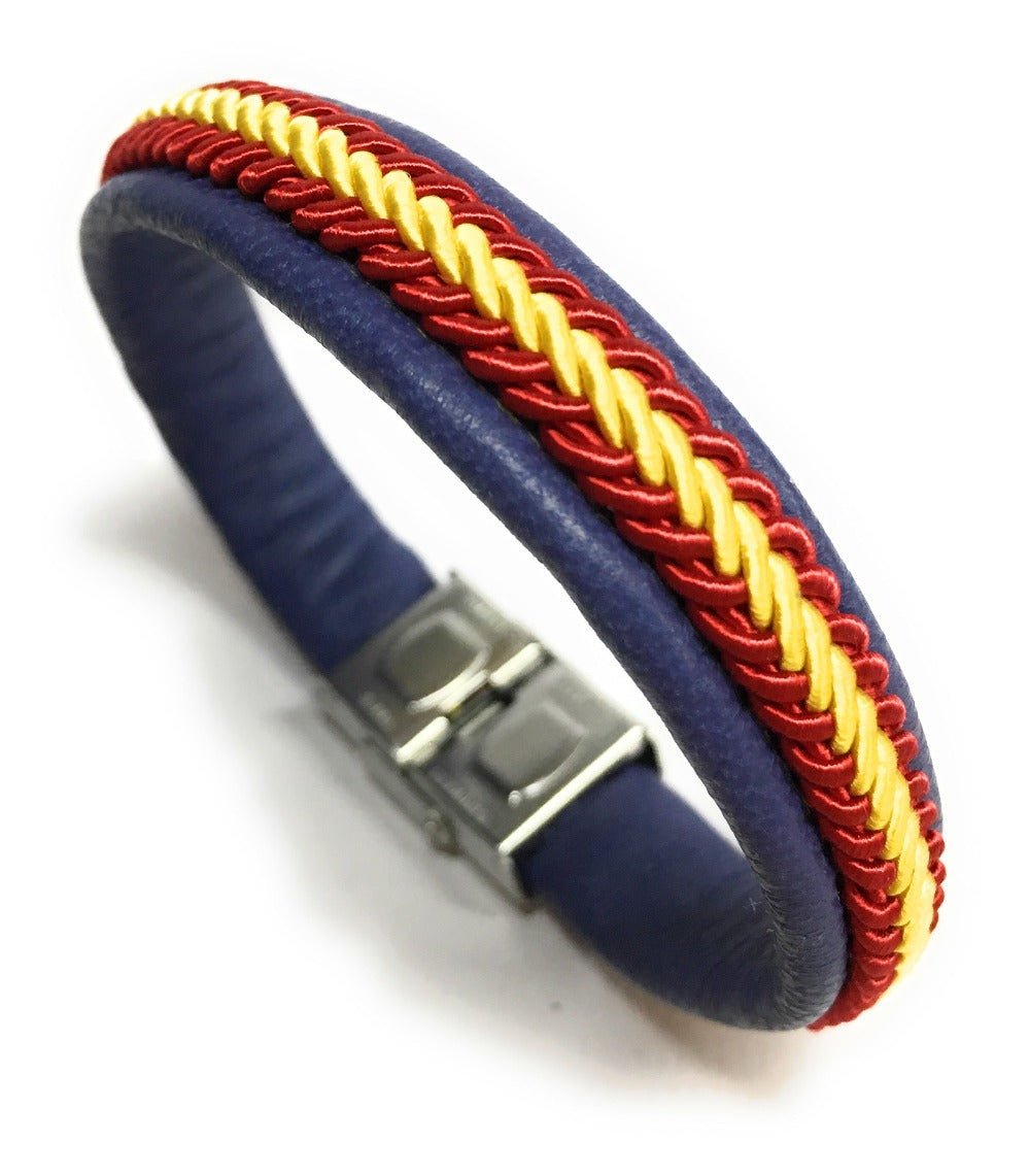 Pulsera De Piel Bandera De España (Hecho a Mano) | Complementos de Moda Unisex para Hombres y Mujeres de Estilo Atemporal y Elegante | Regalos Originales y Exclusivos