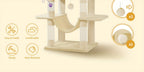 Torre para gatos de interior, 170 cm de alto, casa espaciosa de varios niveles con condominio, 8 postes para rascar, una hamaca y 4 pompones