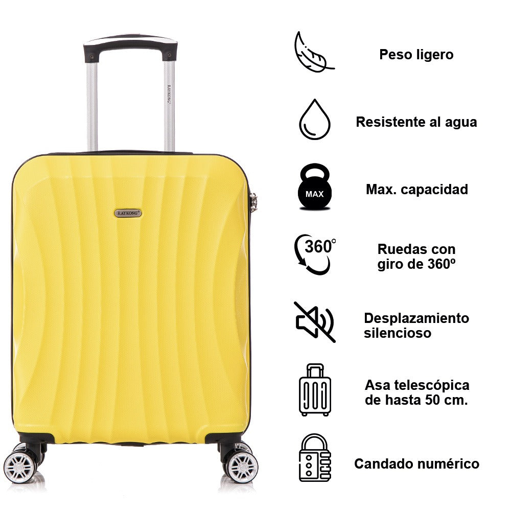 Maleta Cabina ABS 55x40x20cm (44L)- 20 Pulgadas - Negro/Azul/RosaDorado/Plateado/Amarillo/Rojo/Turquesa/Verde/Menta/Morada