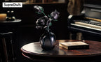 Adornos góticos de escritorio - Serie oscura ramo de rosas negras flores sintéticas rompecabezas DIY pieza decorativa - Rosa adecuada como regalo de cumpleaños figuras coleccionables