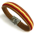 Pulsera De Piel Bandera De España (Hecho a Mano) | Complementos de Moda Unisex para Hombres y Mujeres de Estilo Atemporal y Elegante | Regalos Originales y Exclusivos