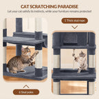 Rascador Grande para Gatos, Rascador de 216 Cm, Gatos Grandes, Estable con Rascadores, 2 Casas Cómodas para Gatos, 2 Perchas, 2 Cestas, Hamaca, Para Uso en Interiores
