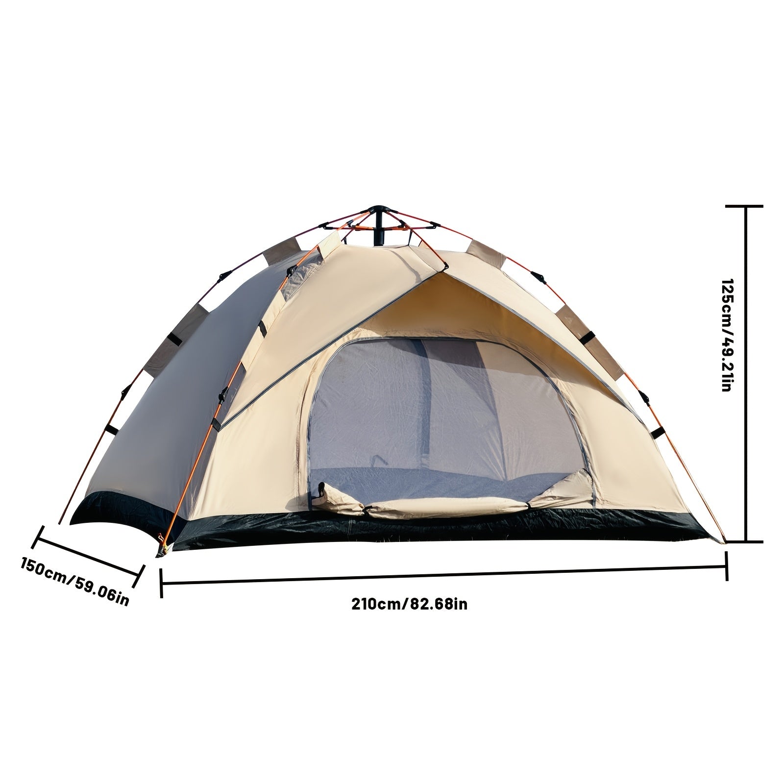 PAKICETUS Carpa de Apertura Rápida para Exteriores - 1-2/3-4 Personas, Carpa para Todas las Estaciones, Doble Puerta con Ventilación Mejorada, Ligera y Resistente al Viento en Gris/Amarillo, Ideal para Camping, Senderismo, Accesorios para Campistas, Carpa