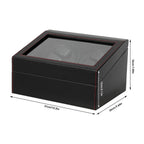 Caja de giro automático RIBASUBB - Diseño de fibra de carbono, 4+6 compartimentos para almacenamiento seguro, negro con acentos rojos, compacta y duradera para relojes y joyas, caja de giro para relojes, organizador de joyas, elegante estuche de accesorio
