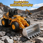 Cargadora a control remoto - Camión de juguete bulldozer a control remoto con operación de simulación de cucharón hidráulico, Colección de modelos de tractor de construcción de vehículos de ingeniería para niños y niñas