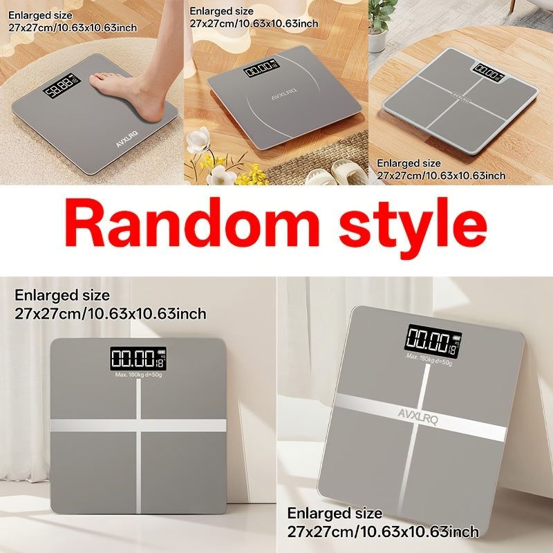 Báscula de baño de alta precisión, báscula electrónica de cuerpo con pantalla LCD ultradelgada con visualización de temperatura, inicio automático al pesar, pesaje hasta 180 kg, cambio de unidad LB/KG, diseño de plataforma de vidrio templado antideslizant