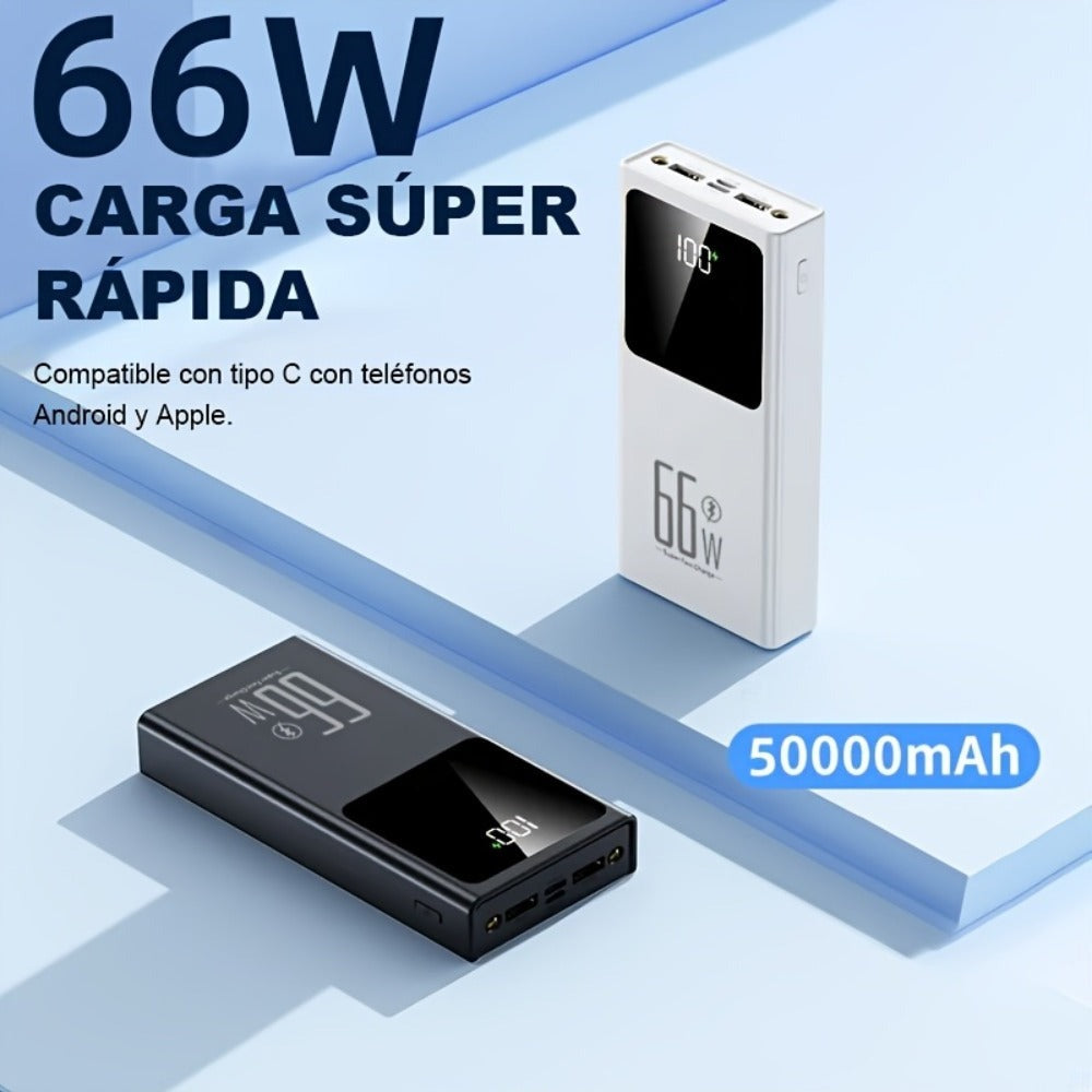 Batería Externa Portátil de Gran Capacidad de 50000mAh, Cargador USB Rápido para Reserva de Energía de Emergencia al Aire Libre, Luz para Camping al Aire Libre, Carga Rápida Bidireccional, Adecuada para Teléfonos, Android y Dispositivos Digitales, Regalo