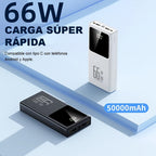 Batería Externa Portátil de Gran Capacidad de 50000mAh, Cargador USB Rápido para Reserva de Energía de Emergencia al Aire Libre, Luz para Camping al Aire Libre, Carga Rápida Bidireccional, Adecuada para Teléfonos, Android y Dispositivos Digitales, Regalo
