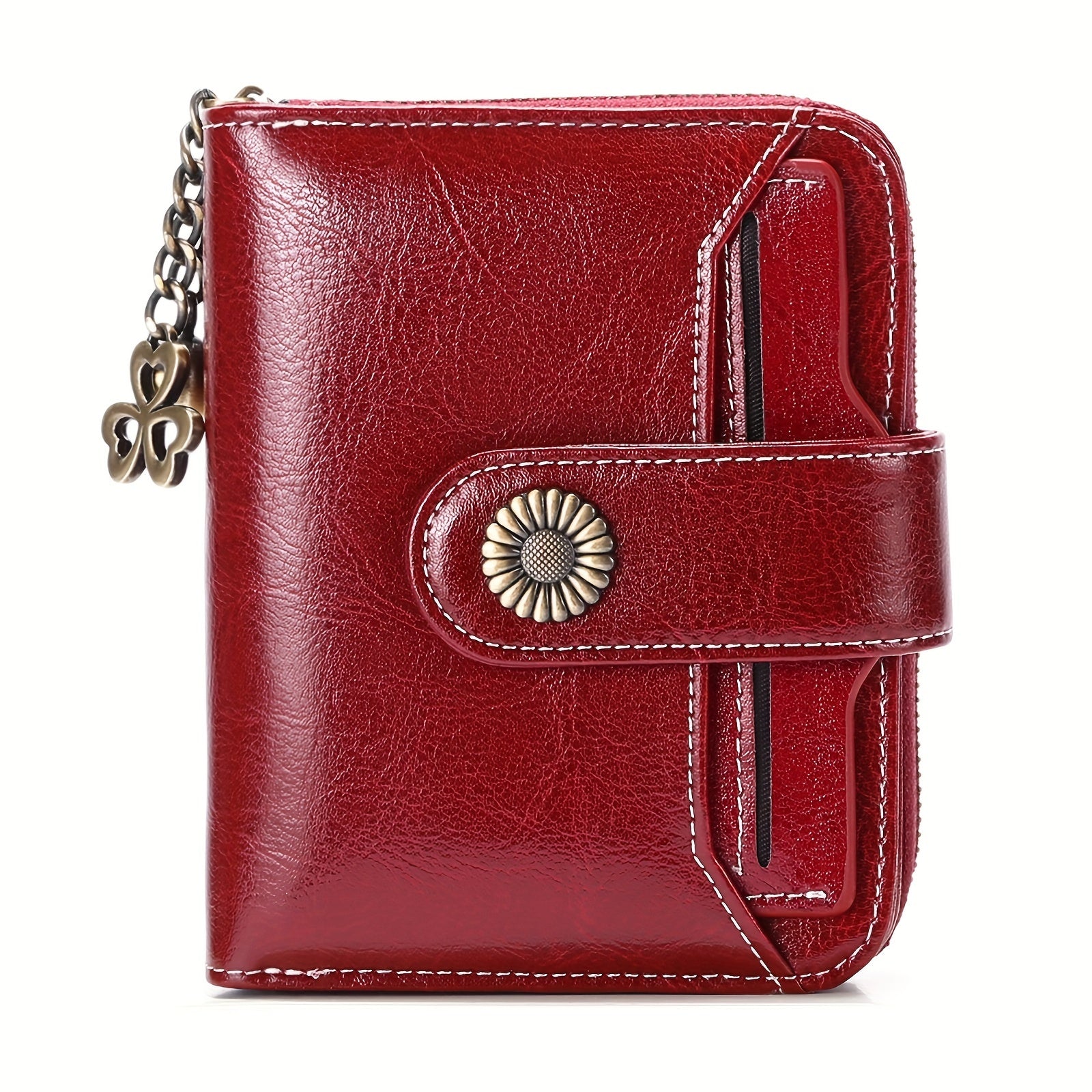 Billetera para mujer, protección RFID, billetera pequeña, multi-compartimento, bolso, monedero para mujer, billetera de cuero para mujer