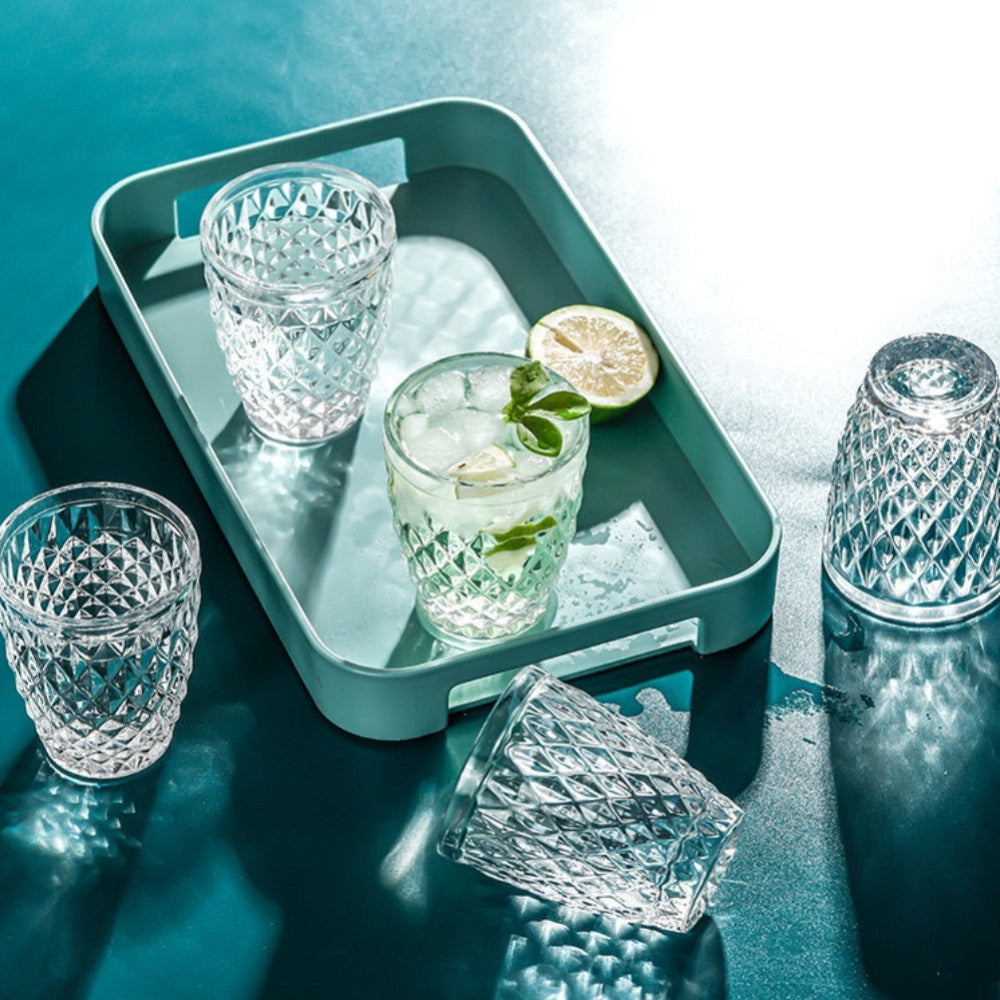 TRESV Set de 6 Vasos de Cristal 250ml | Diseño de Diamante Elegante | Aptos para Lavavajillas | Vidrio Sin Plomo para Agua y Refrescos