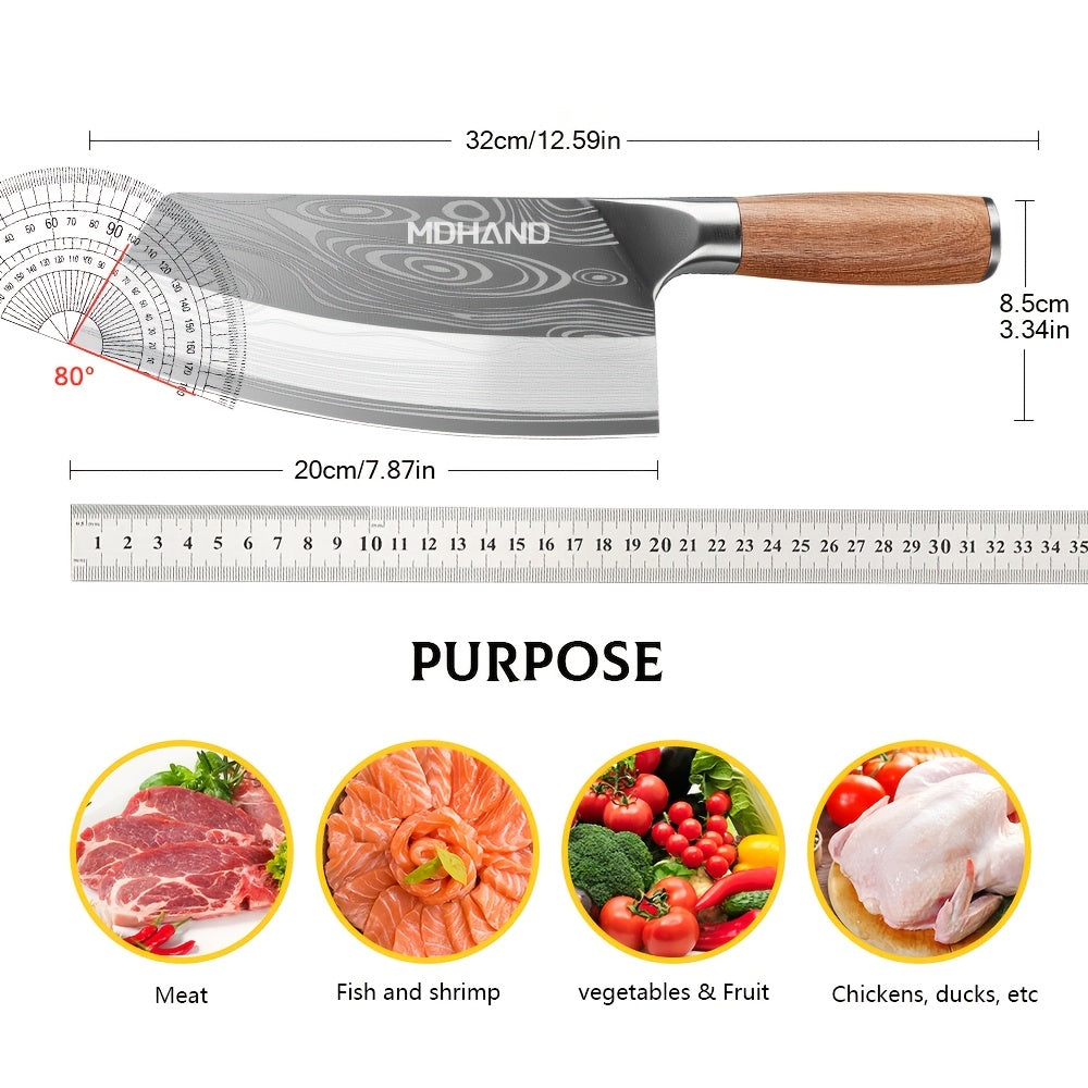 Cuchillo de cocina | 1 pieza Cuchillo de cocina de acero de Damasco, afilado como una cuchilla para rebanar y desmenuzar en la cocina, dureza de