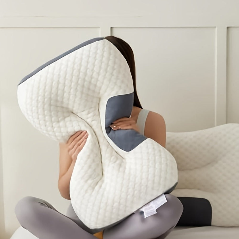Almohadas 900 g de masaje de algodón para el cuello, ideales para un sueño suave, almohada ergonómica ajustable con soporte contorneado, núcleo de almohada de alta calidad, funda de almohada desmontable