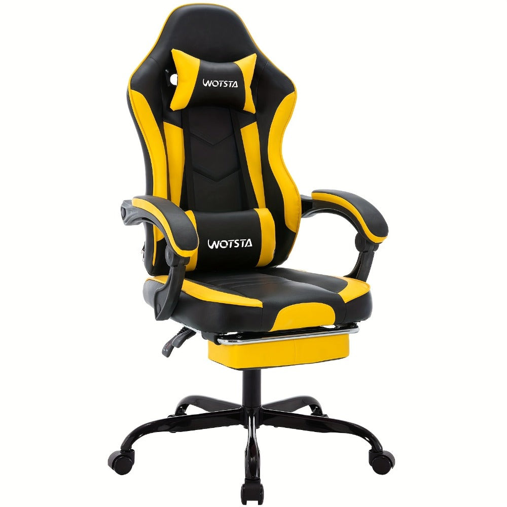 Silla Gaming, Silla para Ordenador, Silla Gaming Ergonómica con Pedales para Pies, Silla de Oficina, Silla Ergonómica para Ordenador con Soporte Lumbar, Silla Gaming de Altura Ajustable, Disponible en Negro