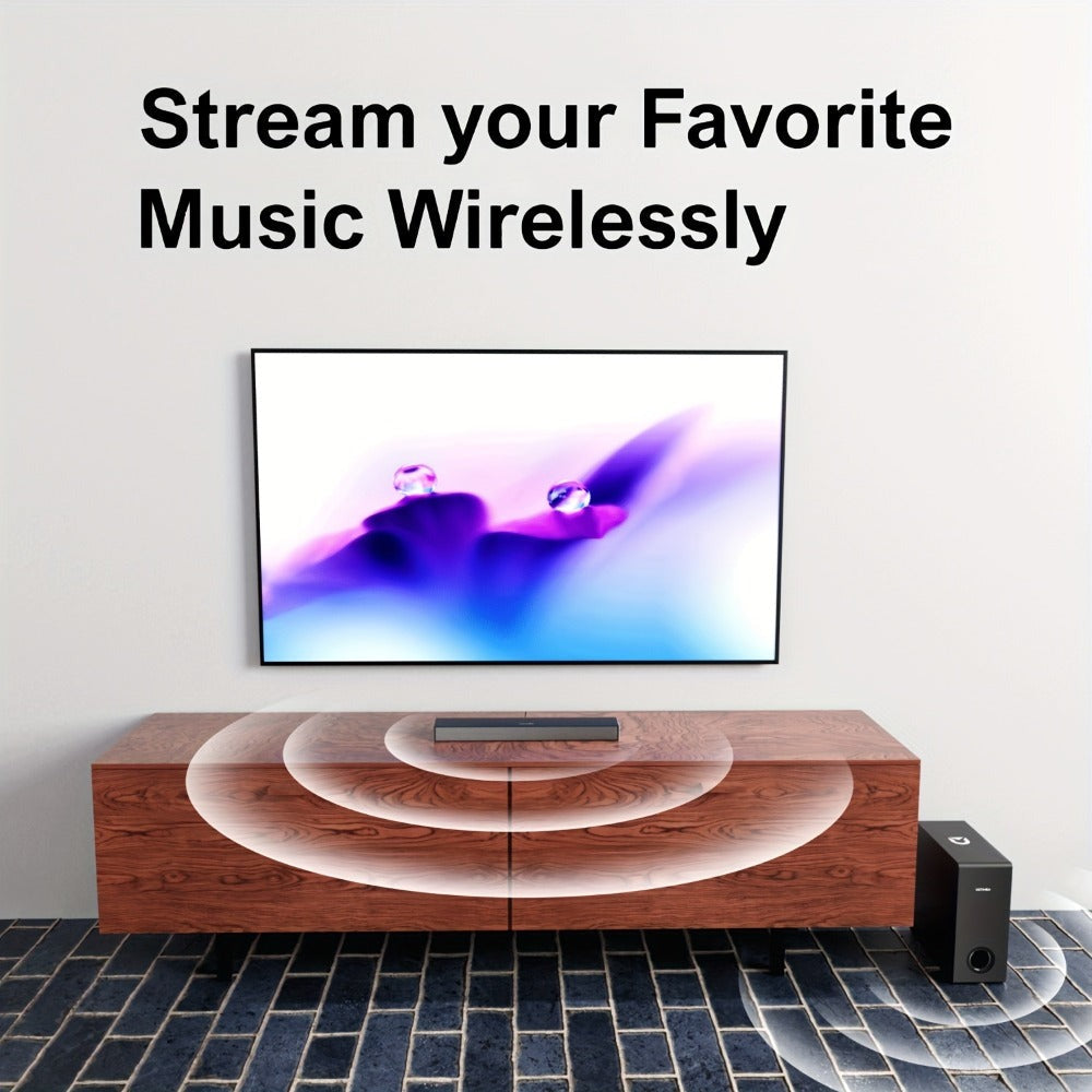 ULTIMEA Barra de sonido 2.1 canales para TV, Barra de sonido compacta para cine en casa con Bluetooth 5.3, Barra de sonido con subwoofer con cable, 160W de potencia máxima, Realce de graves, Incluye control remoto, Barra de sonido ultrafina Nova S40 (Reno
