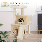 Árbol para Gatos Deluxe Pawz Road con Poste Rascador de Cuerda de Sisal - Condominio Multinivel de Peluche y Casa de Juegos, Muebles Duraderos para Gatos Pequeños a Medianos, Incluye Bolas Colgantes y de Pie, Muebles para Gatos