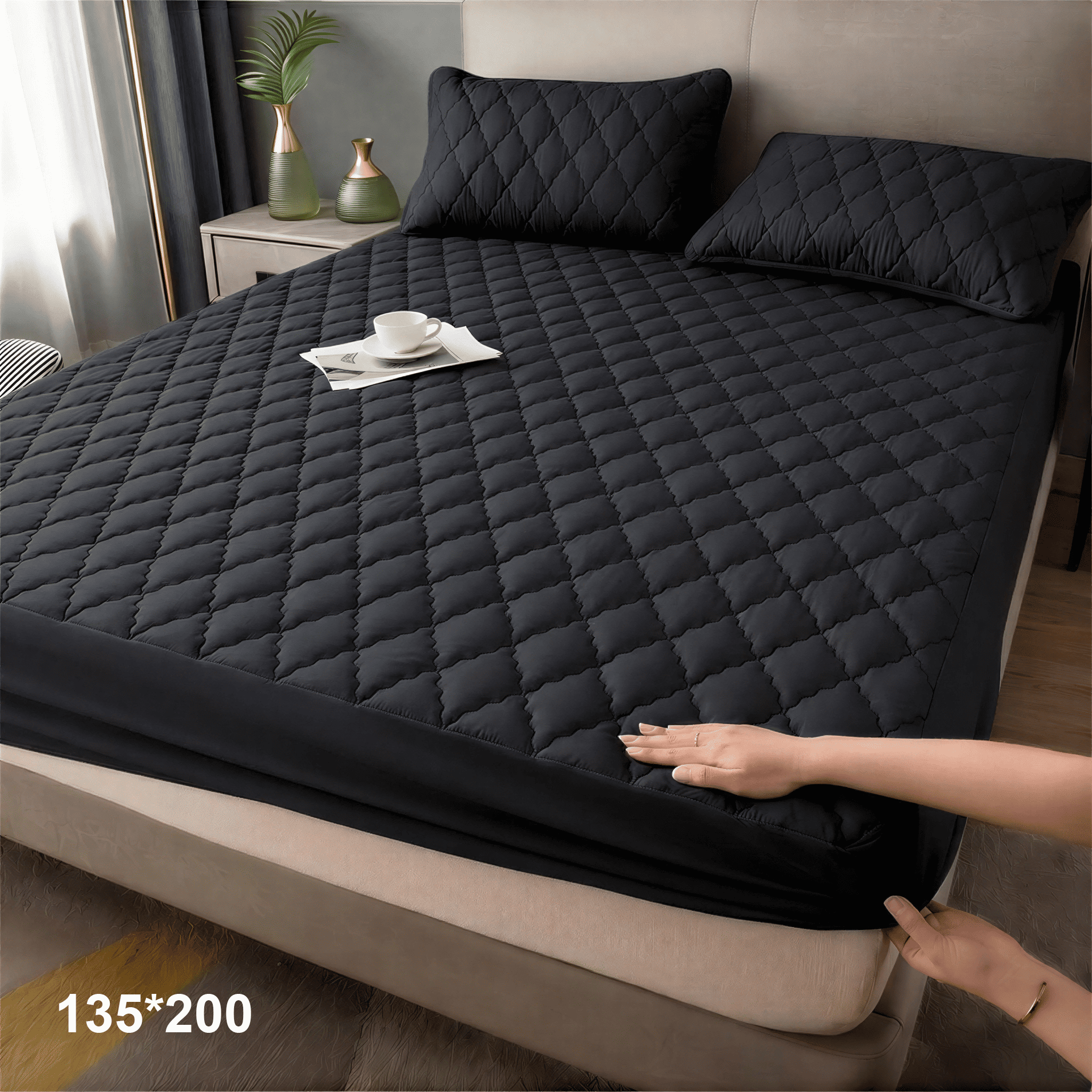 1 pc Protector de colchón acolchado, Súper Suave y Cómoda, Funda de colchón Elástico en Todo Contorno, Lavable a Máquina, Cubre de Colchón Ideal para Dormitorios, Habitaciones de Invitados, Residencias y Hoteles