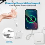 Banco de energía mini ultracompacto de 22.5W y 10000mAh con cable USB-C incorporado, cargador portátil con pantalla digital LED, paquete de batería de carga rápida para iPhone 16/15/14/13 Pro/Samsung/teléfono Android, batería externa de respaldo de tamaño